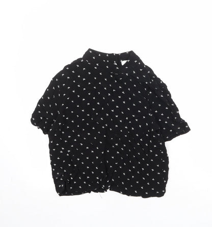 Cooperative Womens Black Geometric Viscose Basic Blouse Size M Round Neck