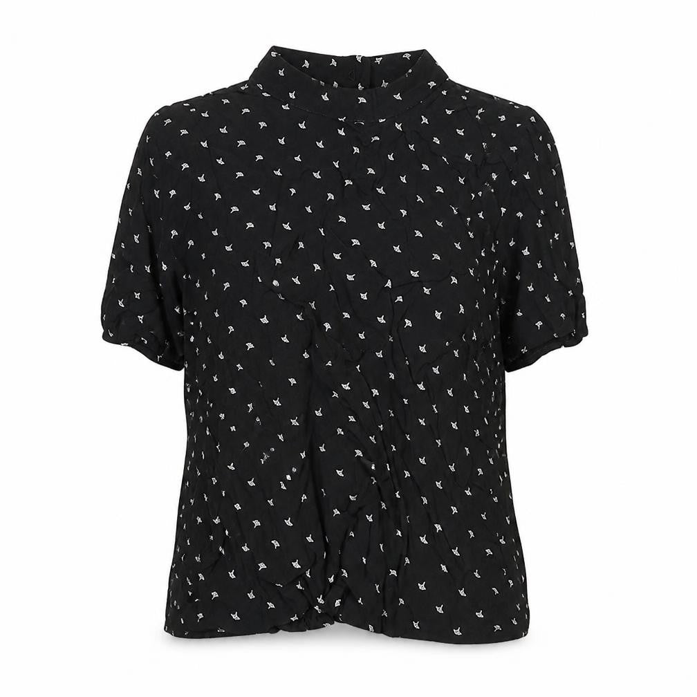 Cooperative Womens Black Geometric Viscose Basic Blouse Size M Round Neck