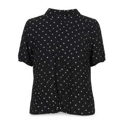 Cooperative Womens Black Geometric Viscose Basic Blouse Size M Round Neck