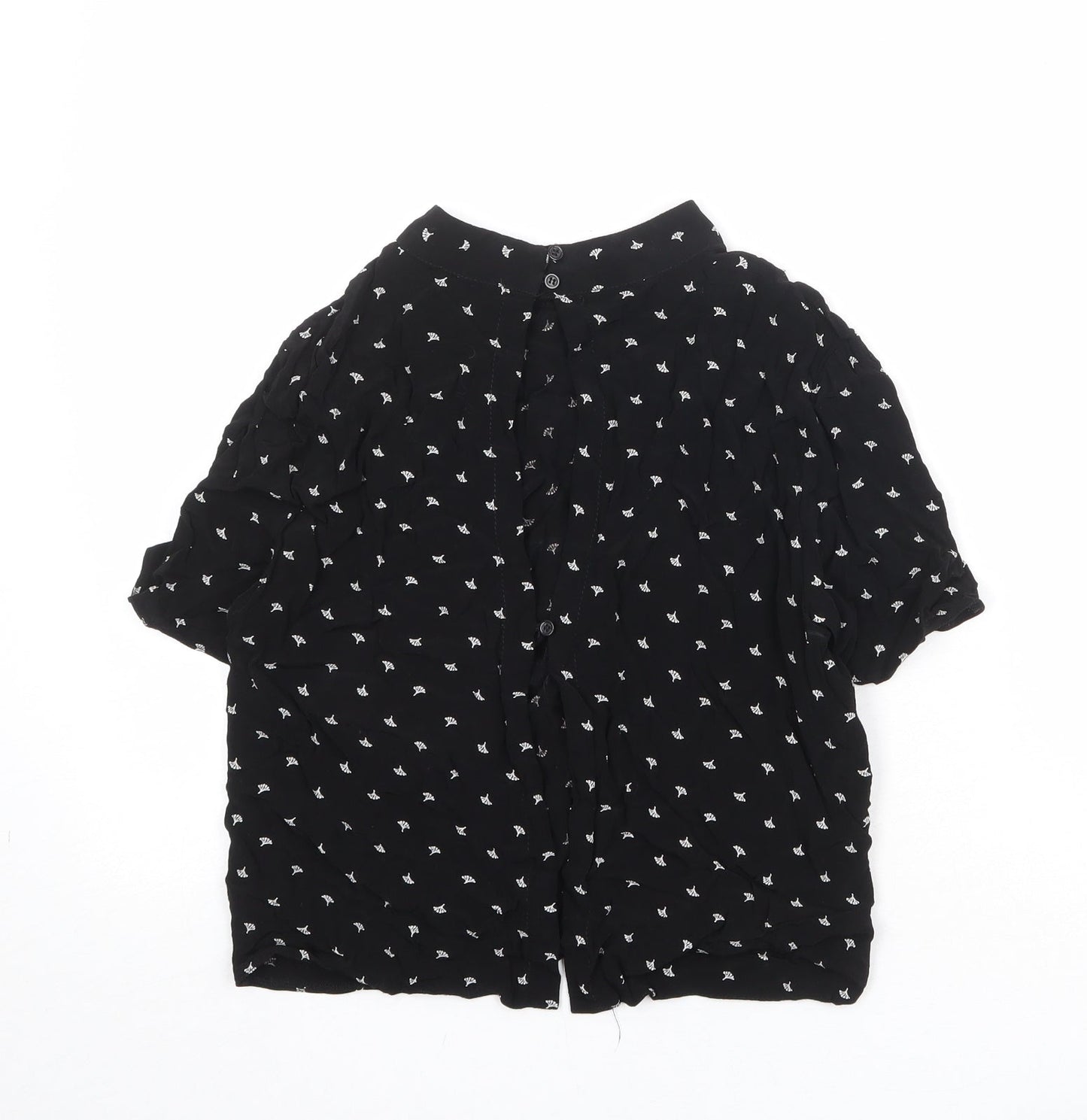 Cooperative Womens Black Geometric Viscose Basic Blouse Size M Round Neck