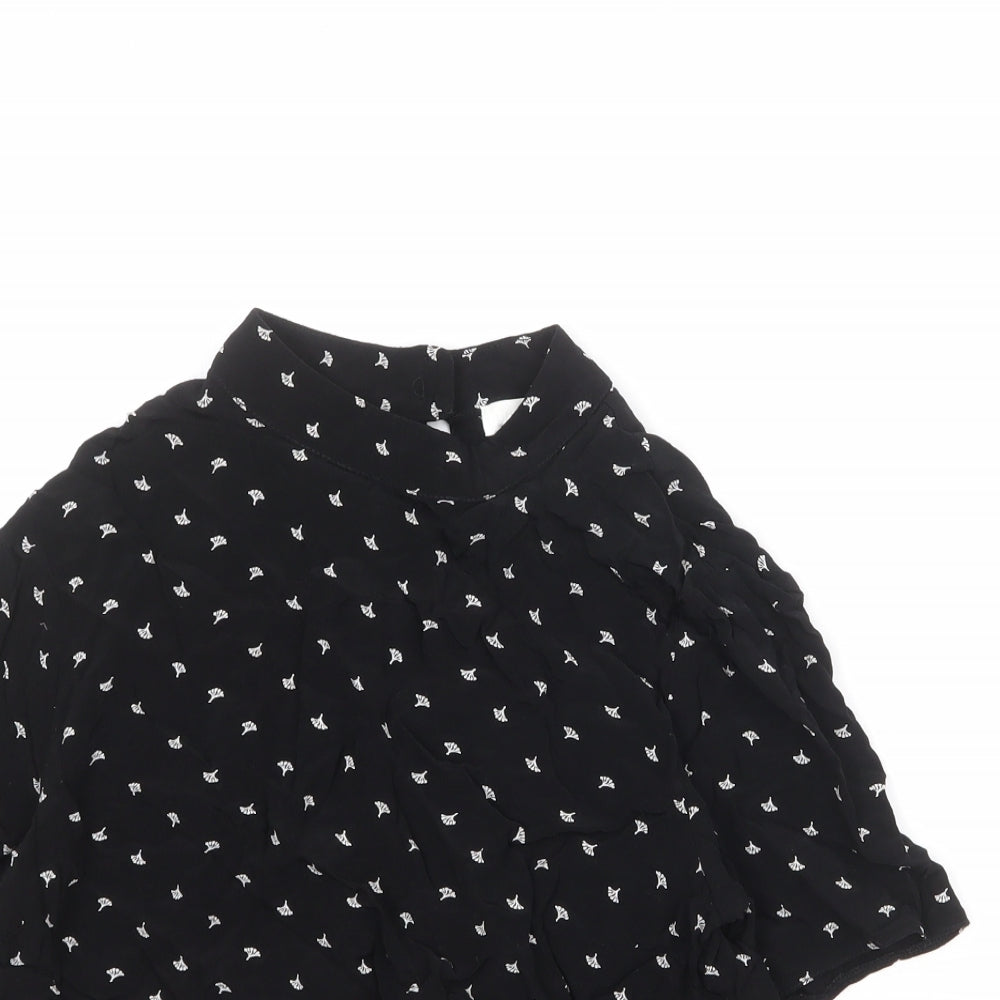 Cooperative Womens Black Geometric Viscose Basic Blouse Size M Round Neck