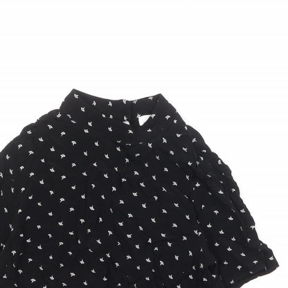 Cooperative Womens Black Geometric Viscose Basic Blouse Size M Round Neck