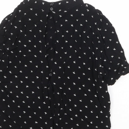 Cooperative Womens Black Geometric Viscose Basic Blouse Size M Round Neck