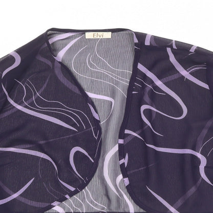ELVI Womens Purple Geometric Polyester Kimono Blouse Size 24 V-Neck