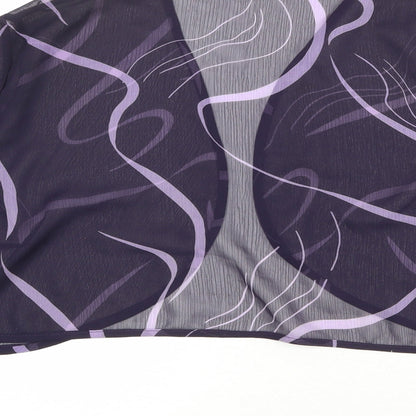 ELVI Womens Purple Geometric Polyester Kimono Blouse Size 24 V-Neck
