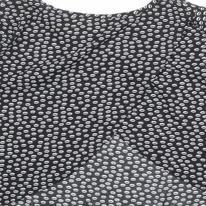 Anna Smith Womens Black Geometric Polyester Basic Blouse Size 8 Round Neck