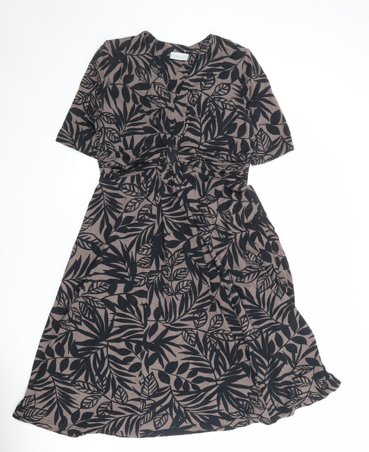 Cotswold Collections Womens Black Geometric Viscose Trapeze & Swing Size 8 V-Neck Pullover