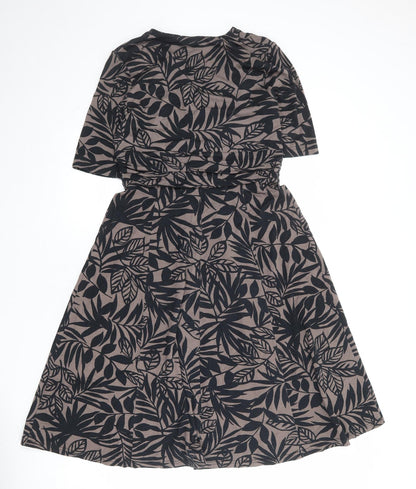 Cotswold Collections Womens Black Geometric Viscose Trapeze & Swing Size 8 V-Neck Pullover