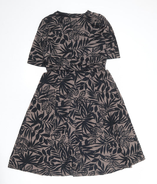 Cotswold Collections Womens Black Geometric Viscose Trapeze & Swing Size 8 V-Neck Pullover