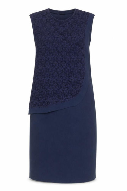 Klass Womens Blue Floral Polyester A-Line Size 14 Round Neck Pullover