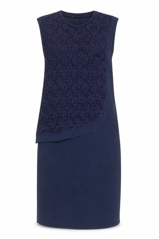 Klass Womens Blue Floral Polyester A-Line Size 14 Round Neck Pullover