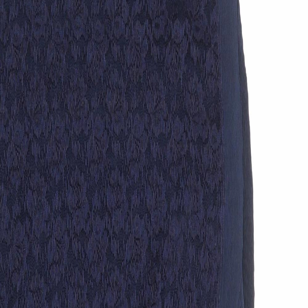 Klass Womens Blue Floral Polyester A-Line Size 14 Round Neck Pullover