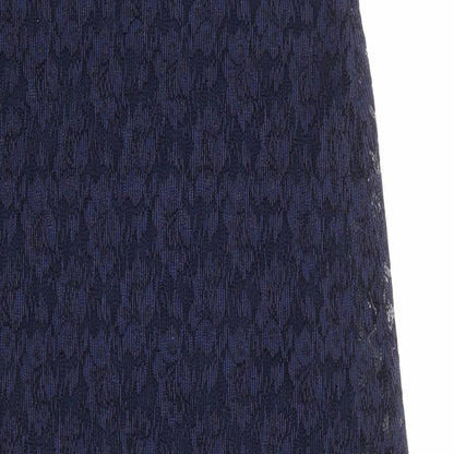 Klass Womens Blue Floral Polyester A-Line Size 14 Round Neck Pullover