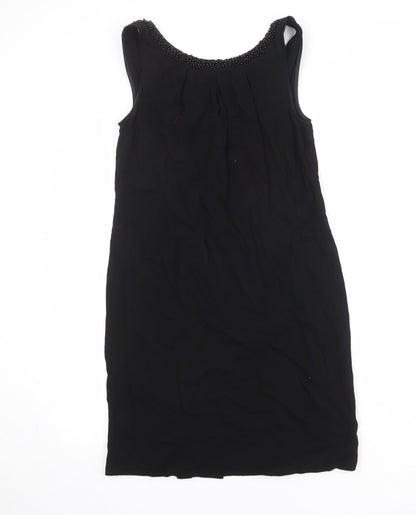 Monsoon Womens Black Viscose A-Line Size 8 Round Neck Zip