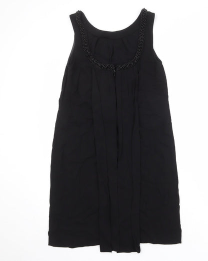 Monsoon Womens Black Viscose A-Line Size 8 Round Neck Zip