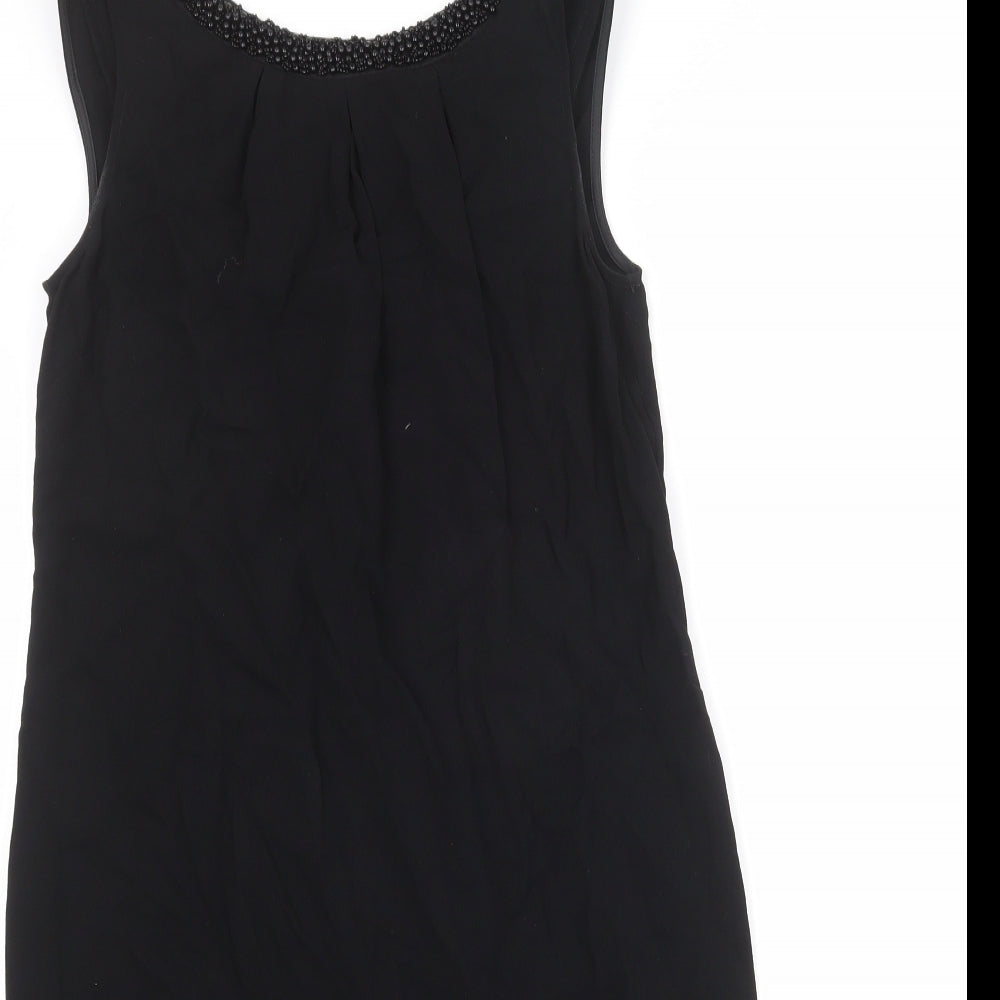 Monsoon Womens Black Viscose A-Line Size 8 Round Neck Zip