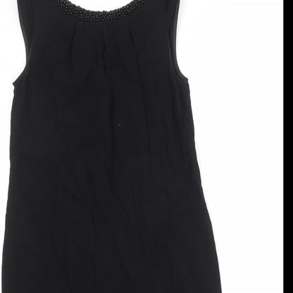 Monsoon Womens Black Viscose A-Line Size 8 Round Neck Zip