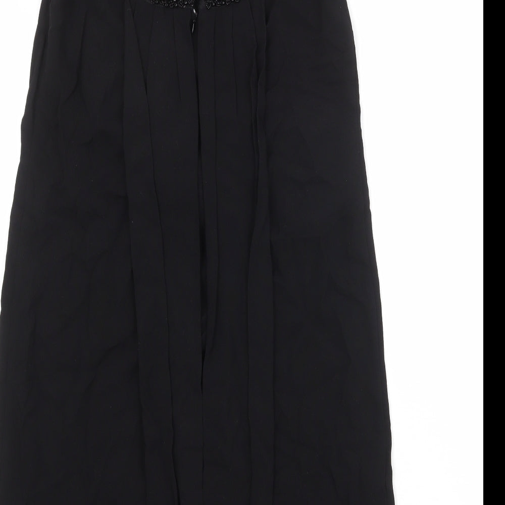 Monsoon Womens Black Viscose A-Line Size 8 Round Neck Zip