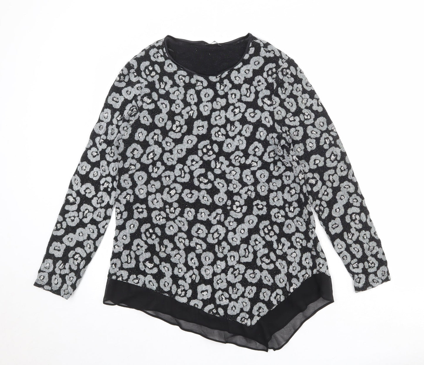 Womens UK Size 12 Roman Black Basic Blouse