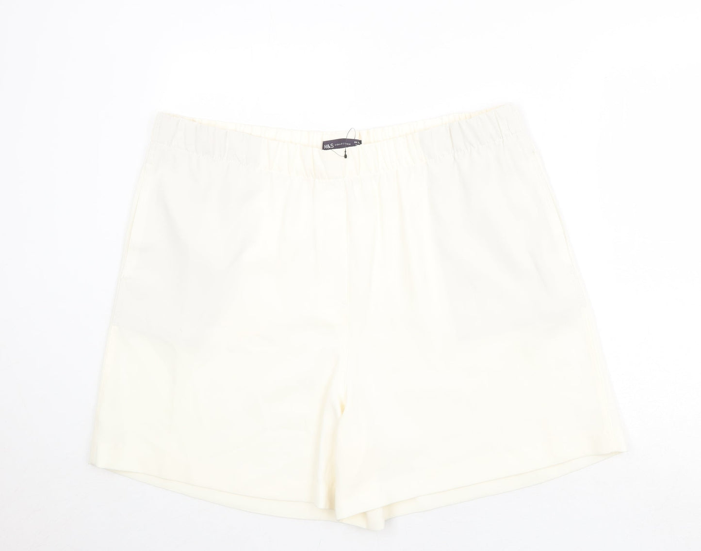Marks and Spencer Womens Ivory Polyester Basic Shorts Size 20 Regular Pull On