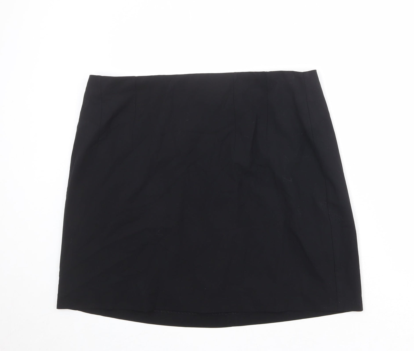 Marks and Spencer Womens Black Polyester A-Line Skirt Size 20 Zip