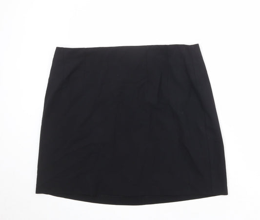 Marks and Spencer Womens Black Polyester A-Line Skirt Size 20 Zip