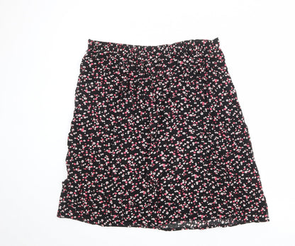 Classics Womens Black Floral Viscose A-Line Skirt Size L