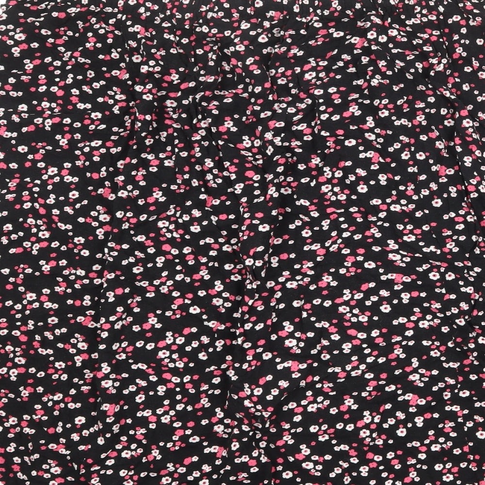 Classics Womens Black Floral Viscose A-Line Skirt Size L