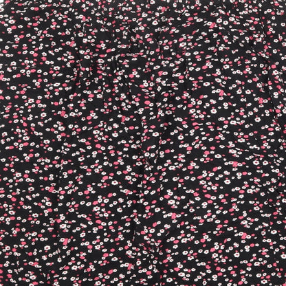 Classics Womens Black Floral Viscose A-Line Skirt Size L