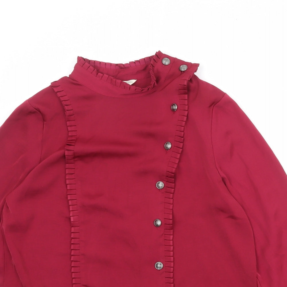 Womens UK Size 8 Monsoon Red Basic Button-Up
