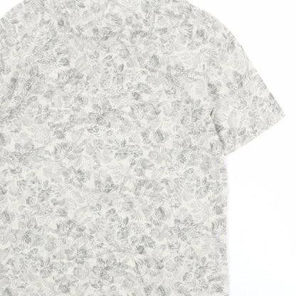 Atlantic Bay Mens Beige Geometric Polyester Button-Up Size S Collared Button