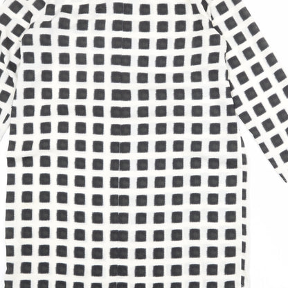 Topshop Womens Ivory Check Polyester Shift Size 10 Boat Neck Button