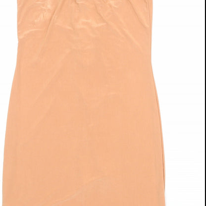 PRETTYLITTLETHING Womens Orange Polyester Mini Size 10 Square Neck Tie - Strapless