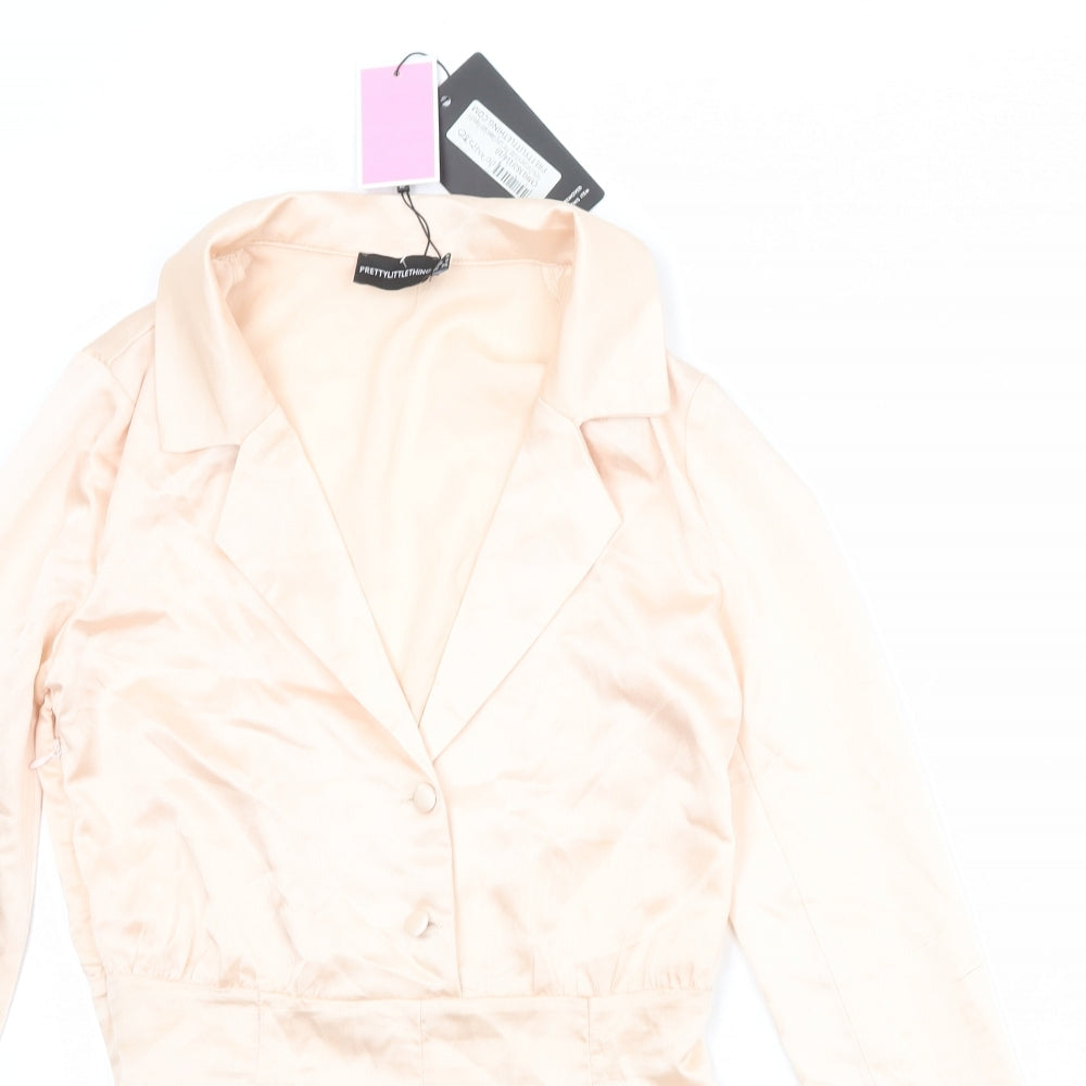 PRETTYLITTLETHING Womens Pink Polyester Playsuit One-Piece Size 6 Zip