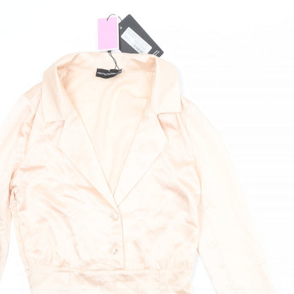 PRETTYLITTLETHING Womens Pink Polyester Playsuit One-Piece Size 6 Zip