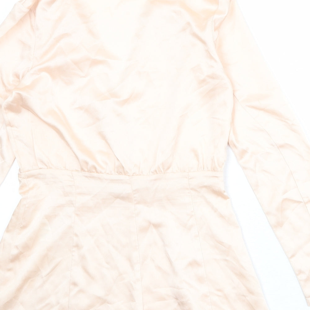 PRETTYLITTLETHING Womens Pink Polyester Playsuit One-Piece Size 6 Zip