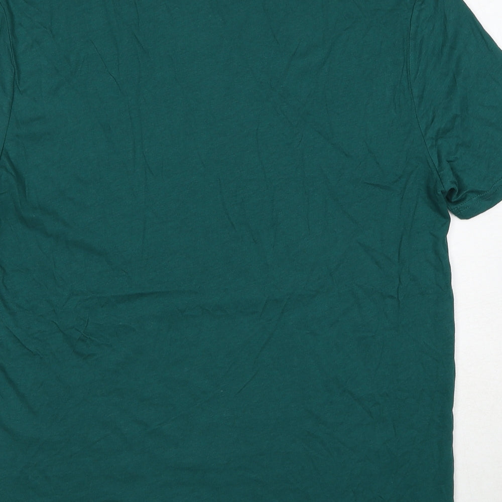 Marks and Spencer Mens Green Cotton T-Shirt Size S Round Neck - Gin-gle All The Way