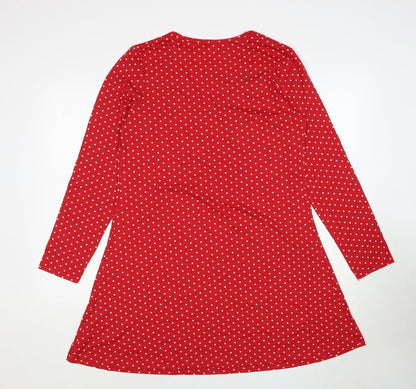 Pretty Secrets Womens Red Polka Dot Cotton Top Dress Size 12 Pullover - Size 12-14