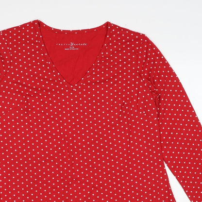 Pretty Secrets Womens Red Polka Dot Cotton Top Dress Size 12 Pullover - Size 12-14
