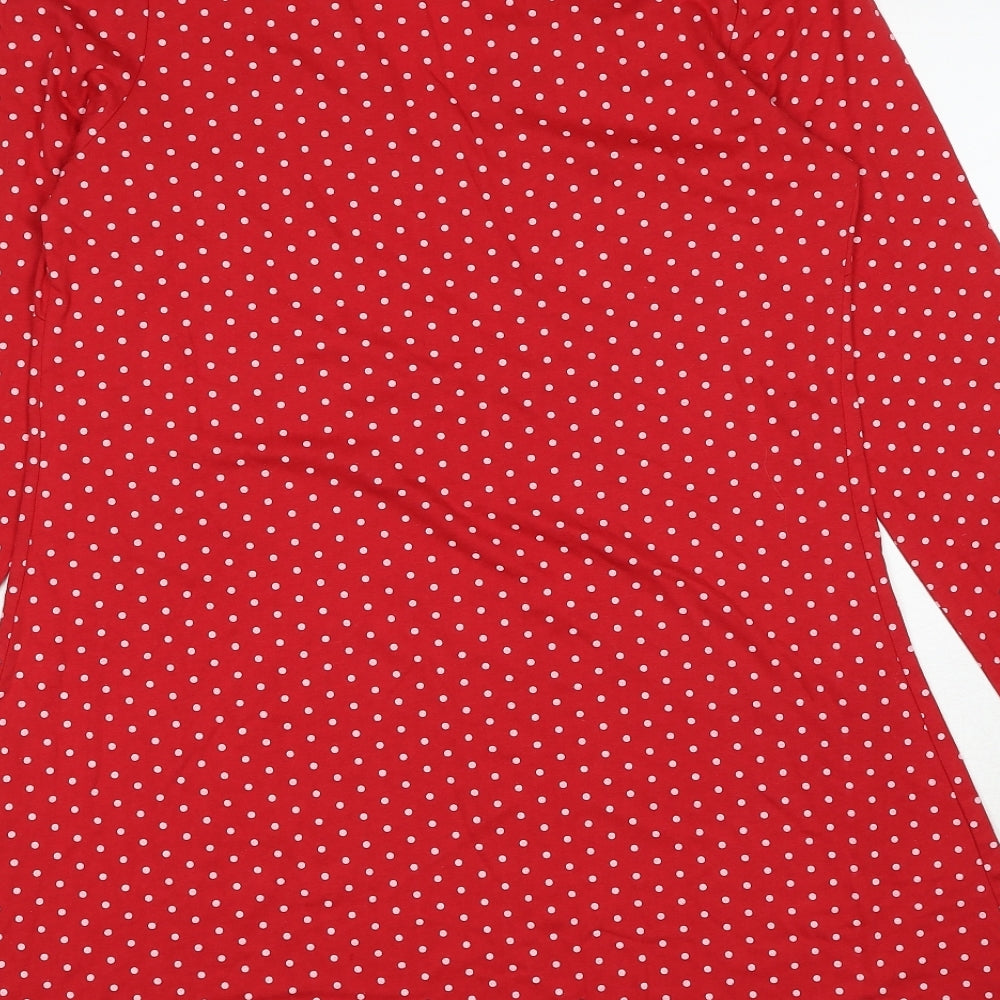 Pretty Secrets Womens Red Polka Dot Cotton Top Dress Size 12 Pullover - Size 12-14