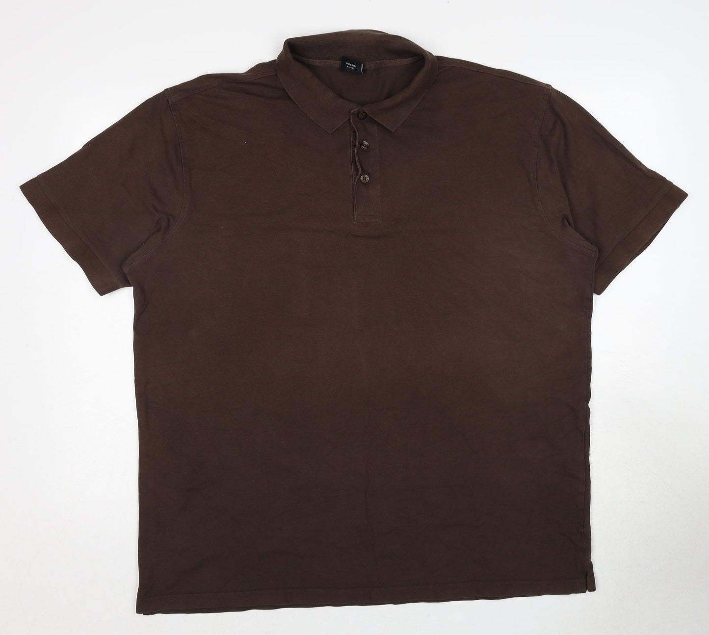 Tee-Jaysbw Mens Brown Cotton Polo Size 2XL Collared Pullover