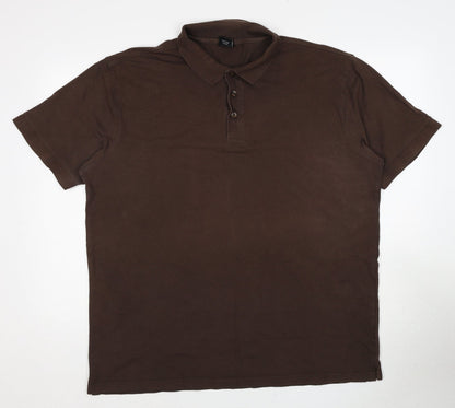 Tee-Jaysbw Mens Brown Cotton Polo Size 2XL Collared Pullover