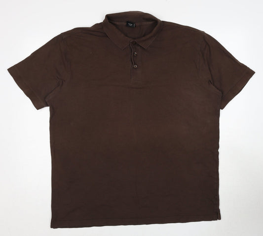 Tee-Jaysbw Mens Brown Cotton Polo Size 2XL Collared Pullover