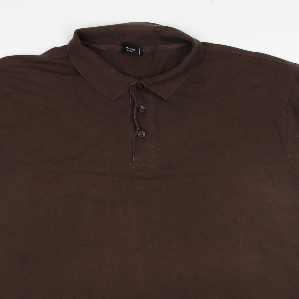 Tee-Jaysbw Mens Brown Cotton Polo Size 2XL Collared Pullover