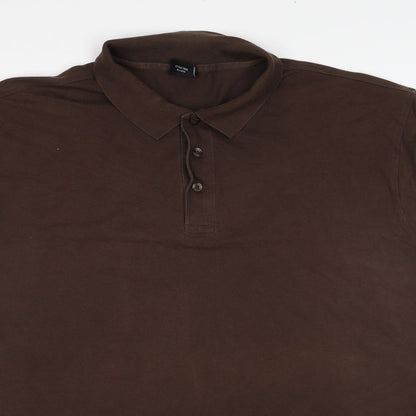 Tee-Jaysbw Mens Brown Cotton Polo Size 2XL Collared Pullover