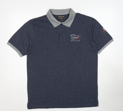 Atlas Mens Blue Cotton Polo Size M Collared Pullover - Rugby Club Canada