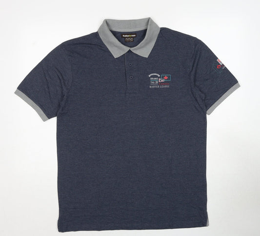 Atlas Mens Blue Cotton Polo Size M Collared Pullover - Rugby Club Canada