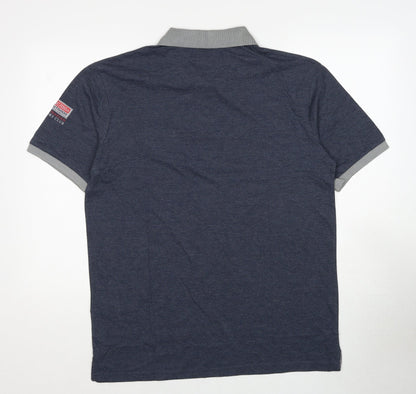 Atlas Mens Blue Cotton Polo Size M Collared Pullover - Rugby Club Canada