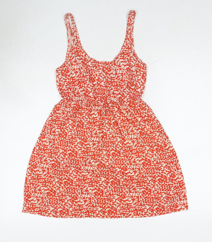 H&M Womens Red Geometric Cotton Tank Dress Size XS Scoop Neck Pullover