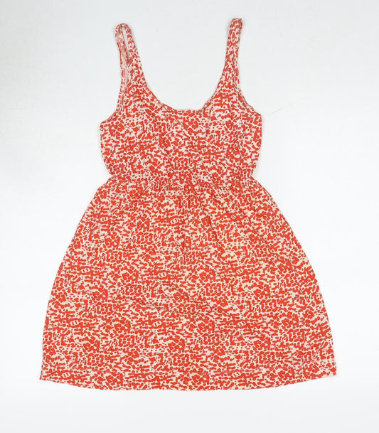 H&M Womens Red Geometric Cotton Tank Dress Size XS Scoop Neck Pullover